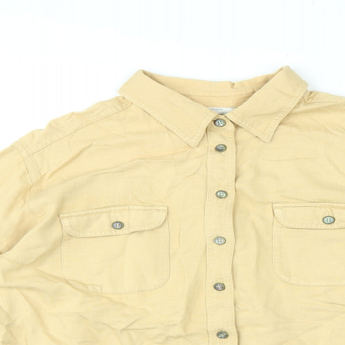 St Michael Womens Yellow Viscose Basic Button-Up Size 18 Collared - Vintage