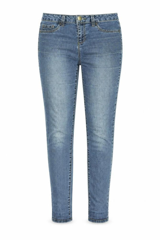 Front view of D. Jeans women’s blue cotton skinny jeans, size UK 6, 27-inch leg regular zip