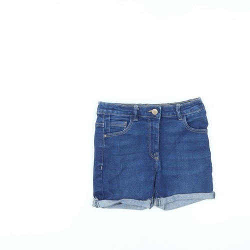 NEXT Girls Blue Cotton Boyfriend Shorts Size 10 Years L4 in Regular Zip