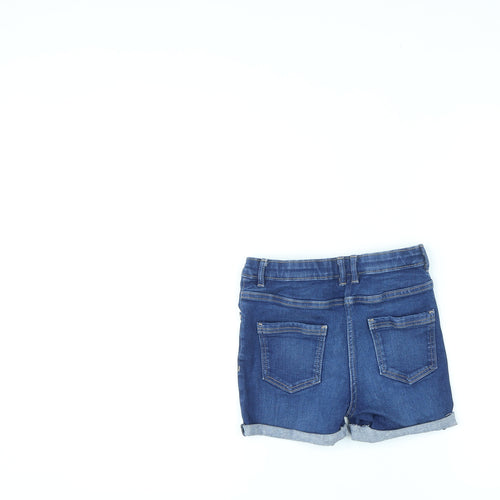 NEXT Girls Blue Cotton Boyfriend Shorts Size 10 Years L4 in Regular Zip
