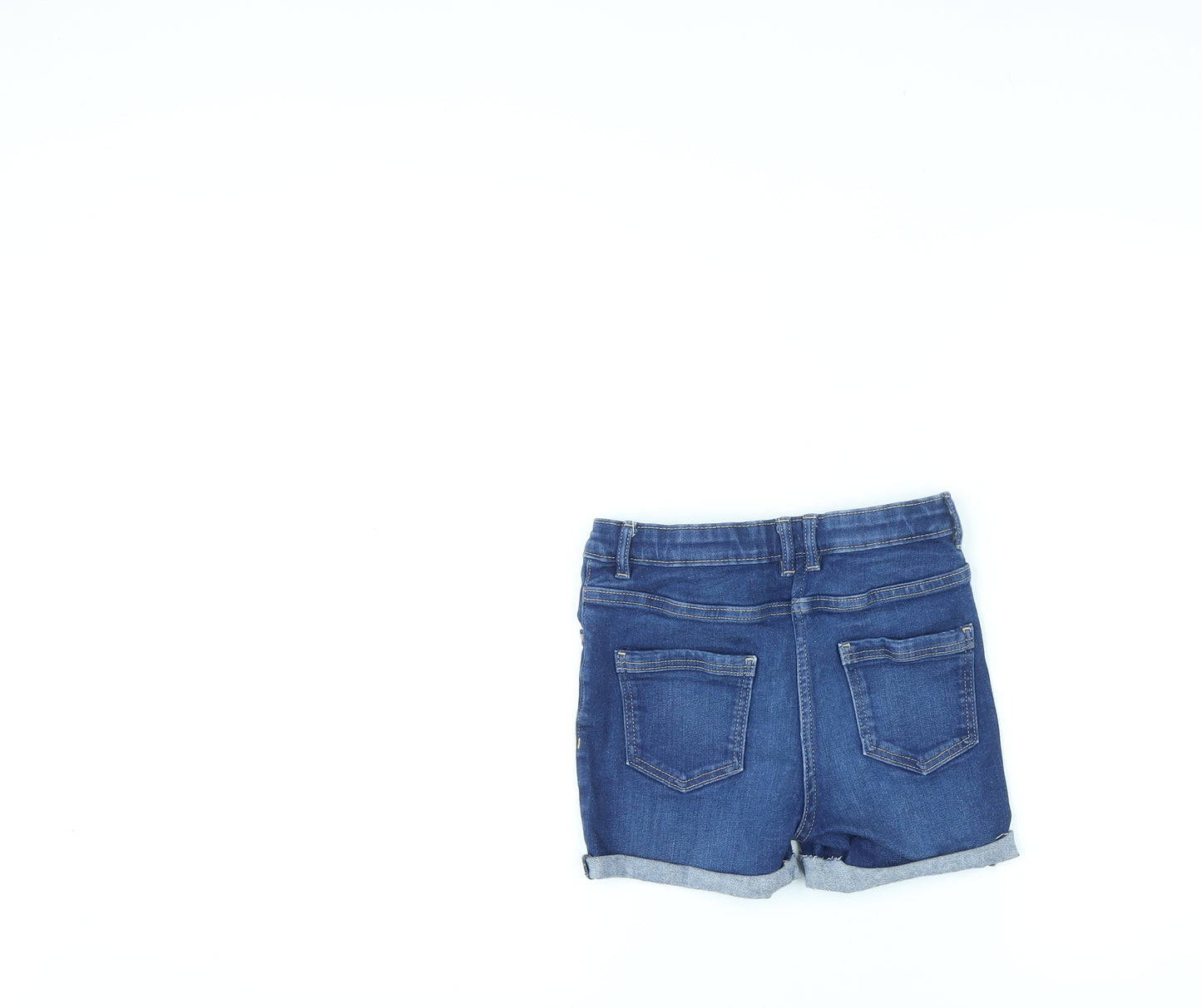 NEXT Girls Blue Cotton Boyfriend Shorts Size 10 Years L4 in Regular Zip