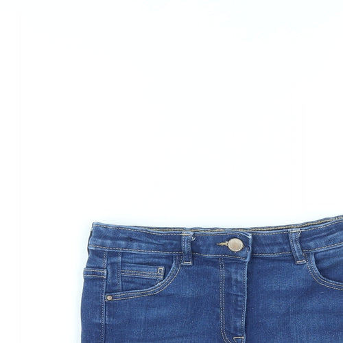 NEXT Girls Blue Cotton Boyfriend Shorts Size 10 Years L4 in Regular Zip