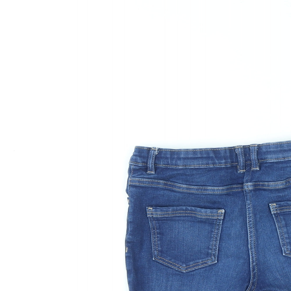NEXT Girls Blue Cotton Boyfriend Shorts Size 10 Years L4 in Regular Zip