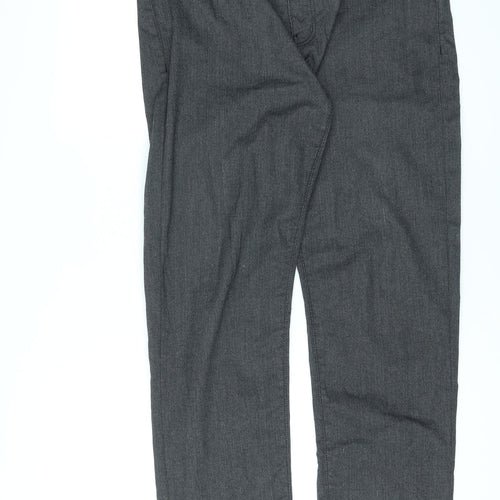 Racing Green Mens Black Cotton Trousers Size 34 in L28 in Regular Zip