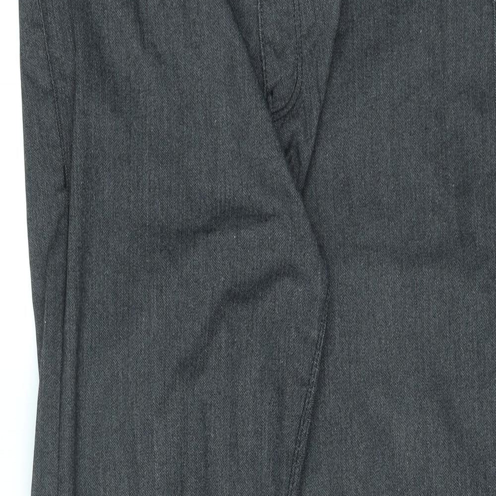 Racing Green Mens Black Cotton Trousers Size 34 in L28 in Regular Zip