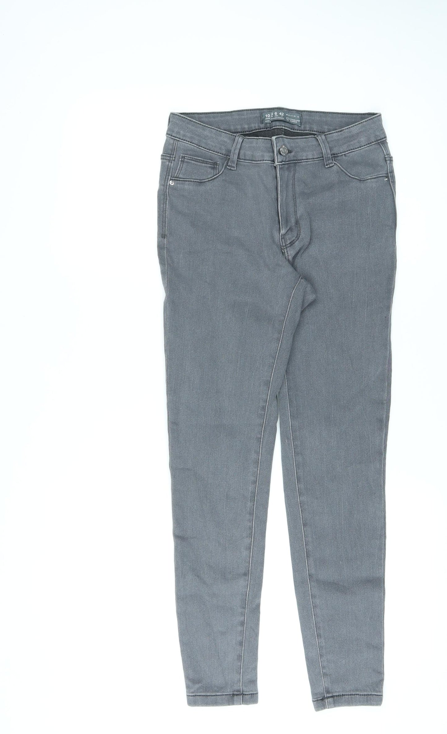 Denim & Co. Womens Grey Cotton Skinny Jeans Size 10 L25 in Regular Zip