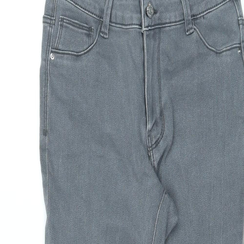 Denim & Co. Womens Grey Cotton Skinny Jeans Size 10 L25 in Regular Zip