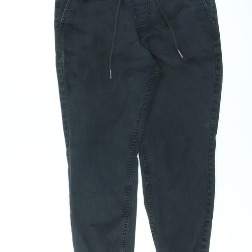 JACK & JONES Mens Black Cotton Tapered Jeans Size XS L24 in Regular Drawstring
