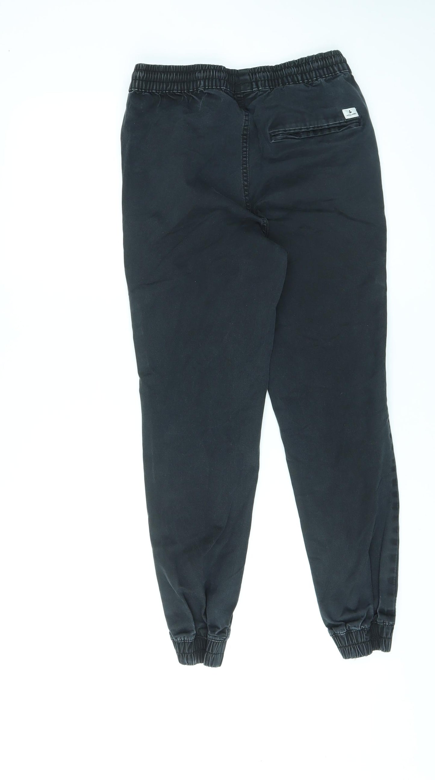JACK & JONES Mens Black Cotton Tapered Jeans Size XS L24 in Regular Drawstring