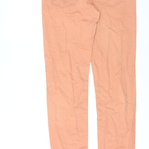 Denim & Co. Womens Orange Cotton Straight Jeans Size 10 L32 in Regular Zip