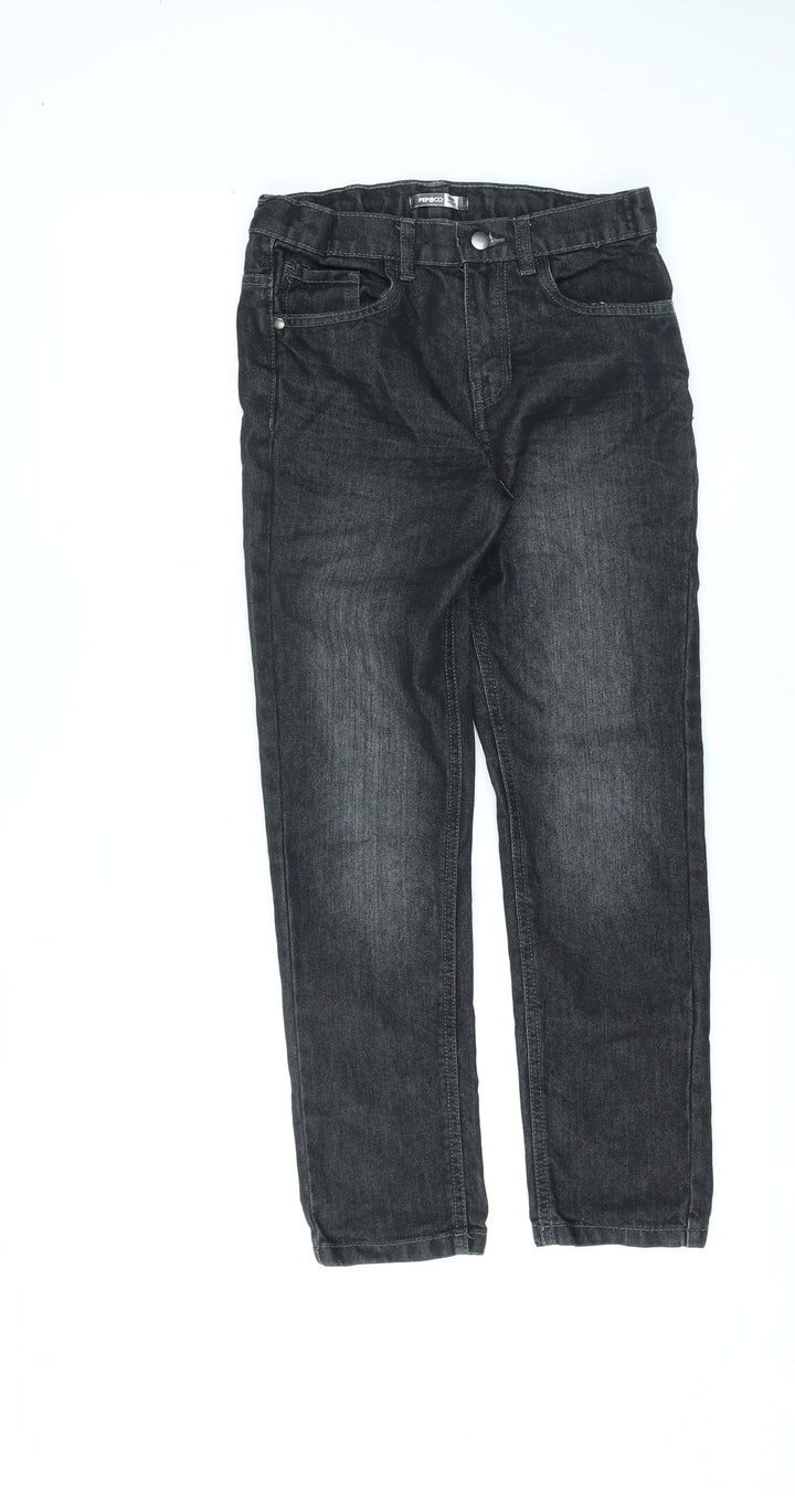 Pep&Co Girls Black Cotton Skinny Jeans Size 10-11 Years L23 in Regular Zip