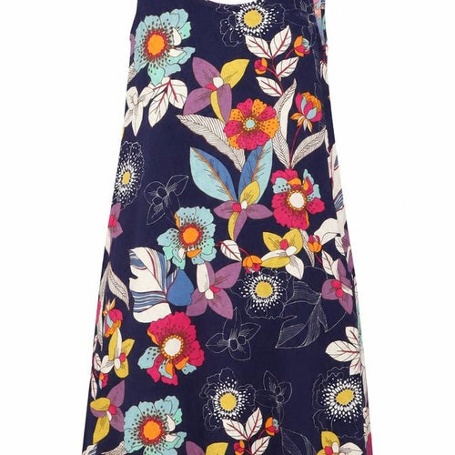 NEXT Womens Blue Floral Viscose Tank Dress Size 6 Scoop Neck Pullover - Pockets