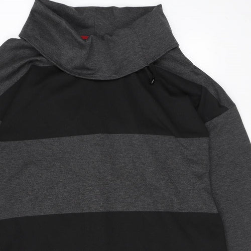 Viz a Viz Womens Grey Striped Polyester A-Line Size 12 Cowl Neck Pullover