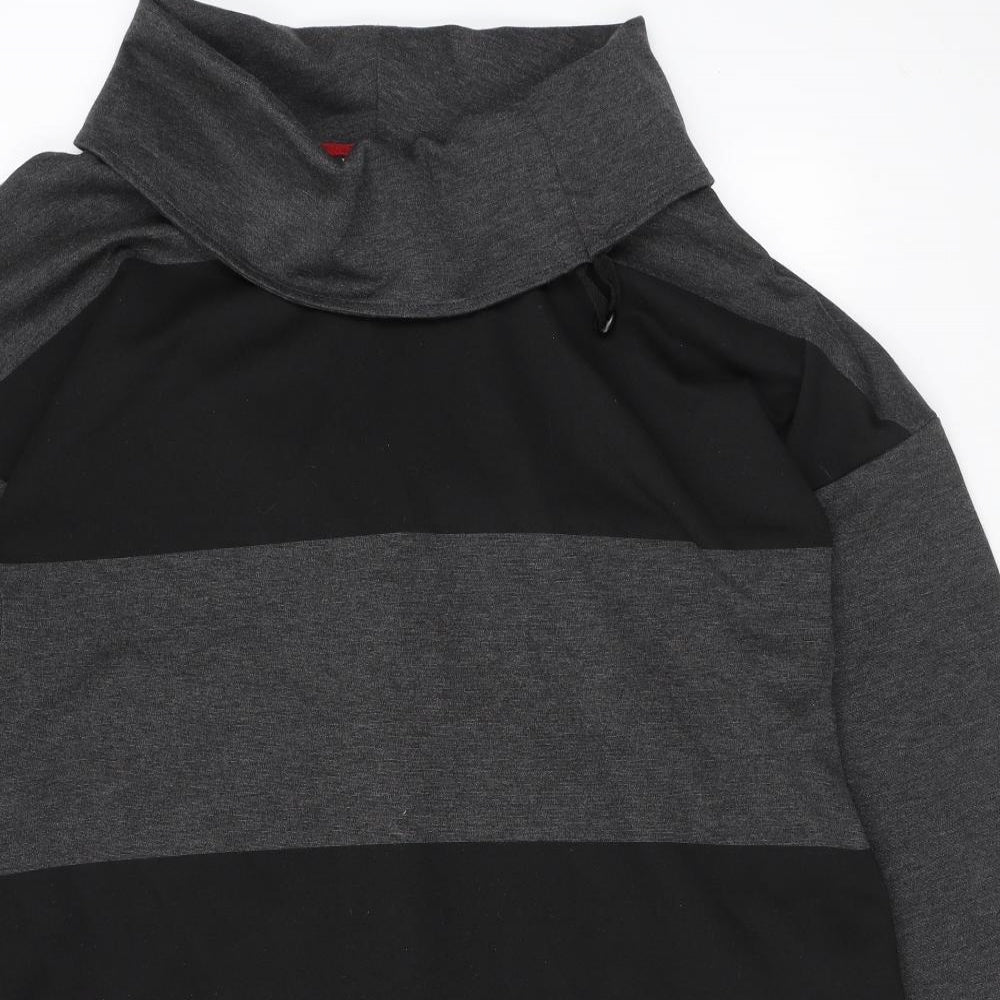 Viz a Viz Womens Grey Striped Polyester A-Line Size 12 Cowl Neck Pullover