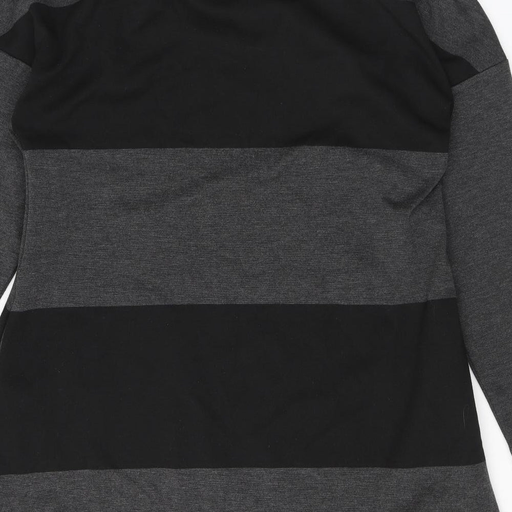 Viz a Viz Womens Grey Striped Polyester A-Line Size 12 Cowl Neck Pullover