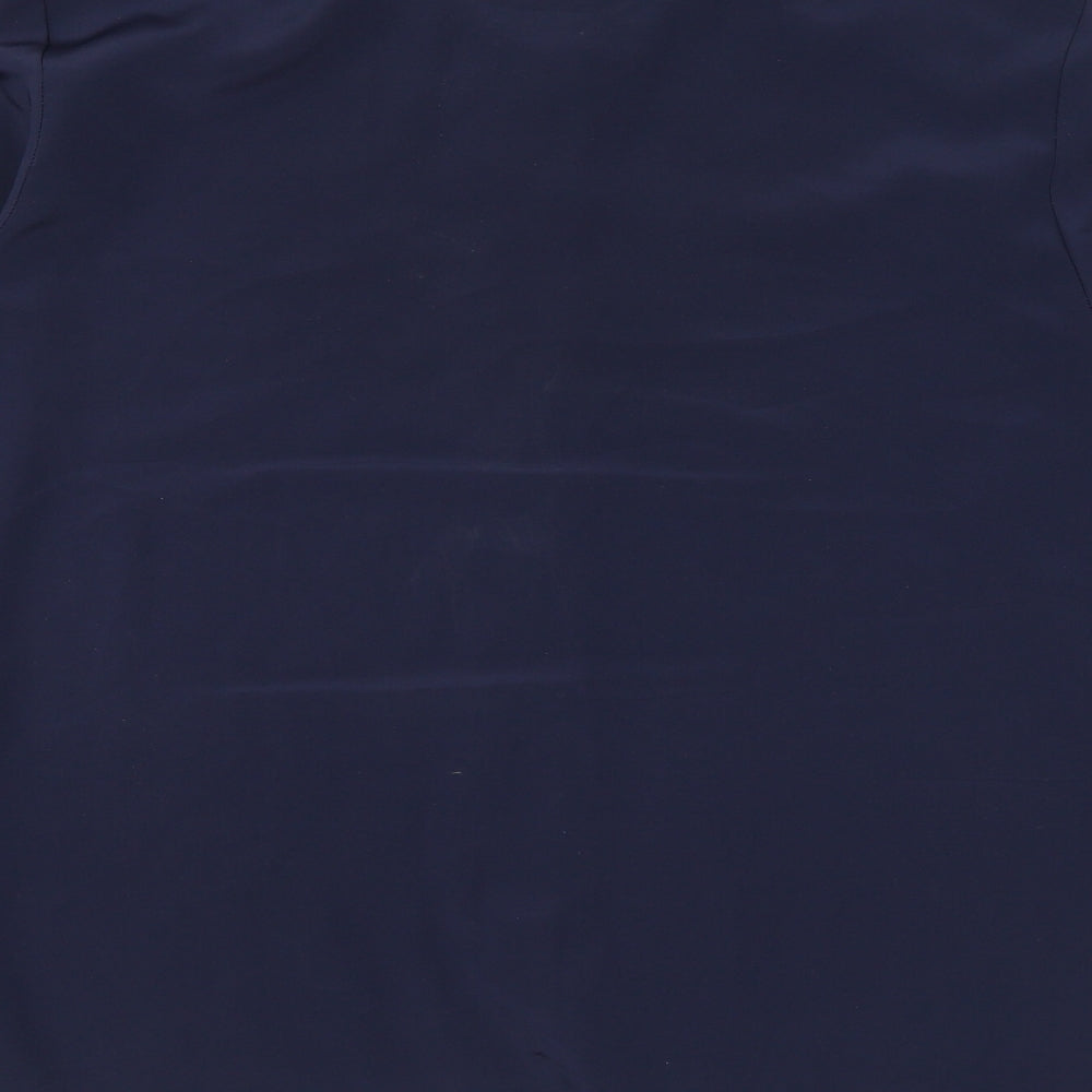 Ursa Bella Womens Blue Geometric Polyester Basic Button-Up Size 14 Collared - Embroidery