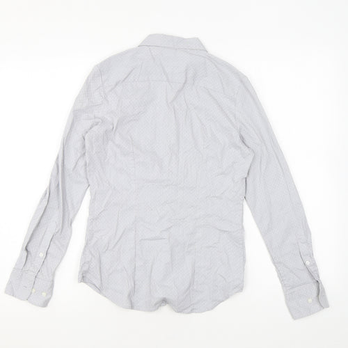 H&M Womens Grey Polka Dot Cotton Basic Button-Up Size 6 Collared