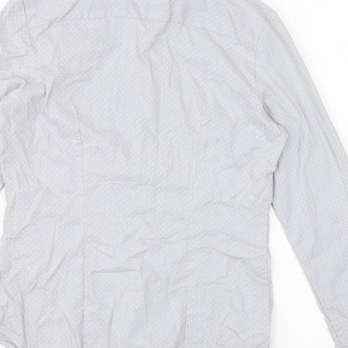 H&M Womens Grey Polka Dot Cotton Basic Button-Up Size 6 Collared
