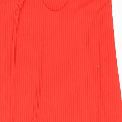 Monki Womens Red Polyester Tank Dress Size L Round Neck Pullover