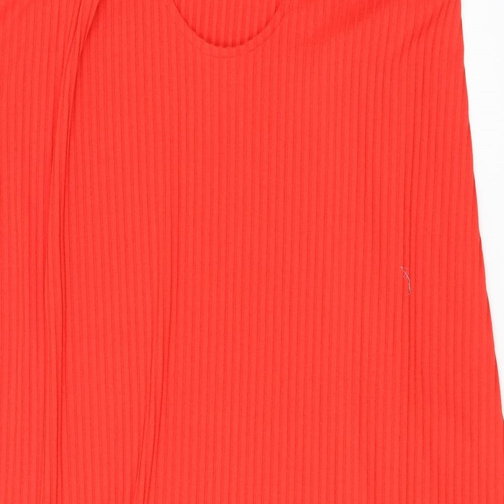 Monki Womens Red Polyester Tank Dress Size L Round Neck Pullover