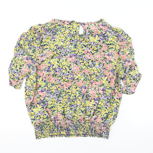 New Look Womens Multicoloured Floral Polyester Basic Blouse Size 14 Round Neck