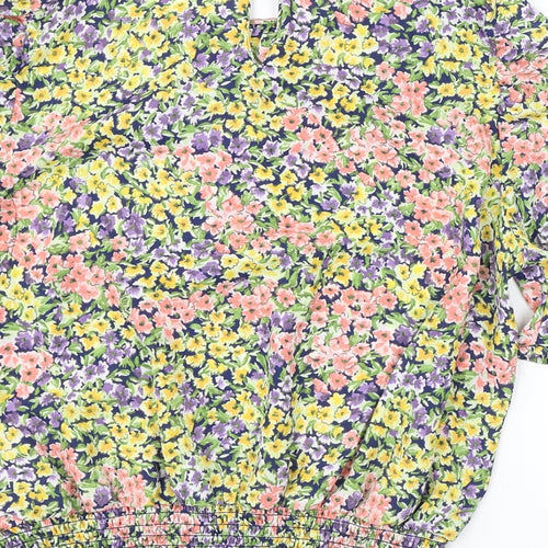 New Look Womens Multicoloured Floral Polyester Basic Blouse Size 14 Round Neck