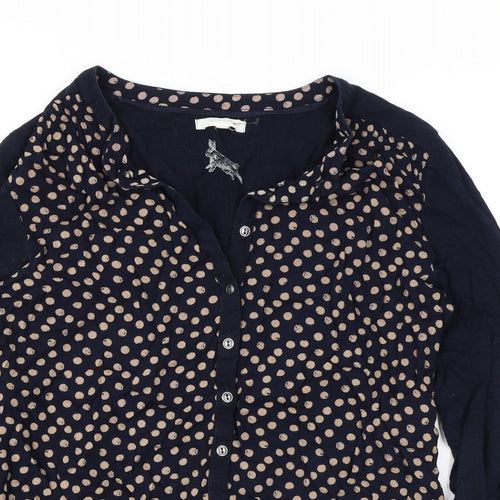 White Stuff Womens Blue Geometric Viscose Basic Blouse Size 10 V-Neck
