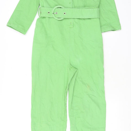 House of Sunny Womens Green Cotton Jumpsuit One-Piece Size 8 L26 in Button - Belted
