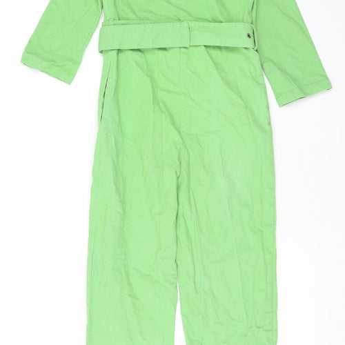 House of Sunny Womens Green Cotton Jumpsuit One-Piece Size 8 L26 in Button - Belted