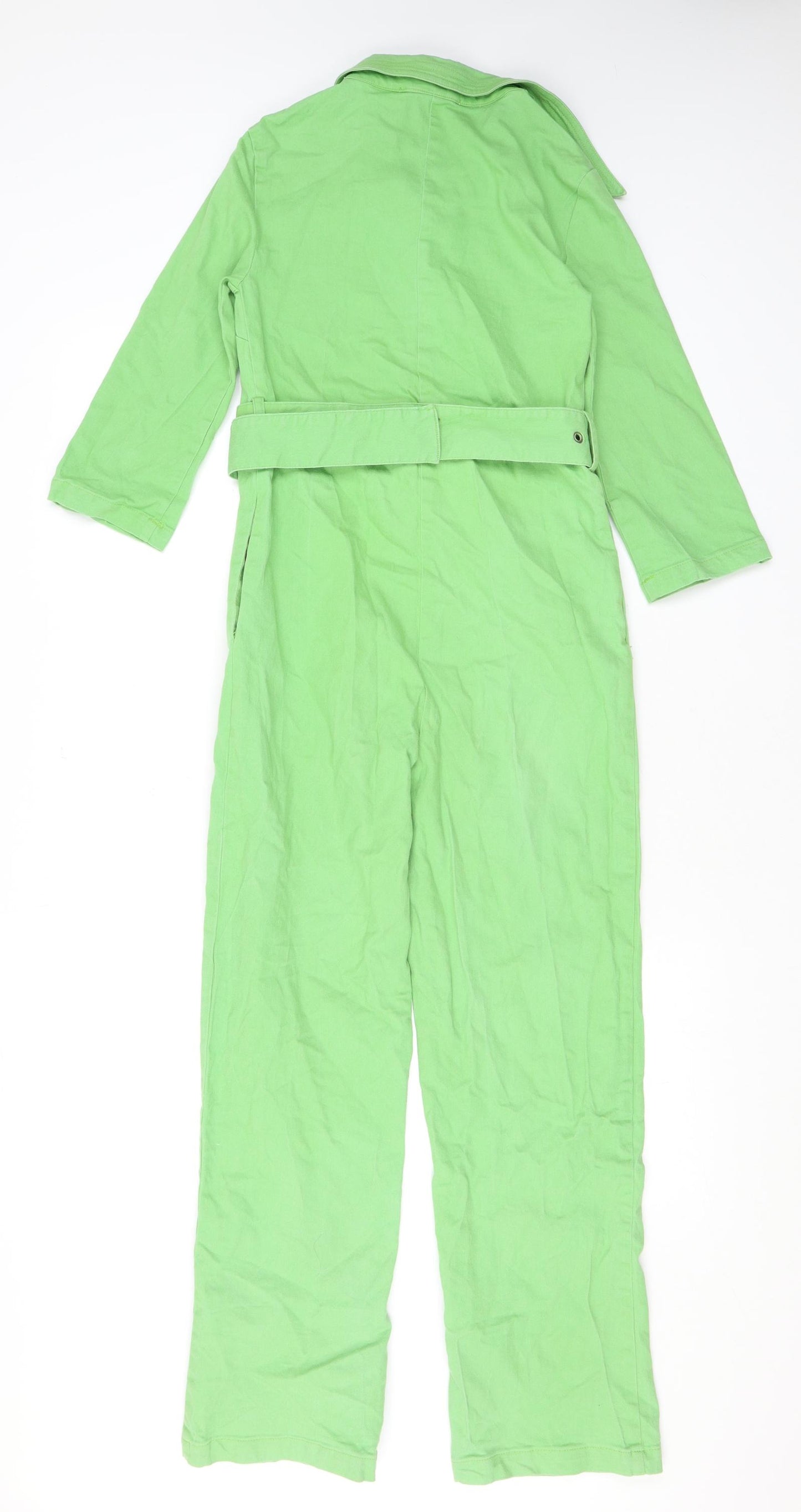 House of Sunny Womens Green Cotton Jumpsuit One-Piece Size 8 L26 in Button - Belted