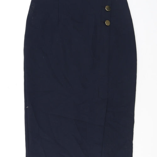 Marks and Spencer Womens Black Polyester Straight & Pencil Skirt Size 12 Zip
