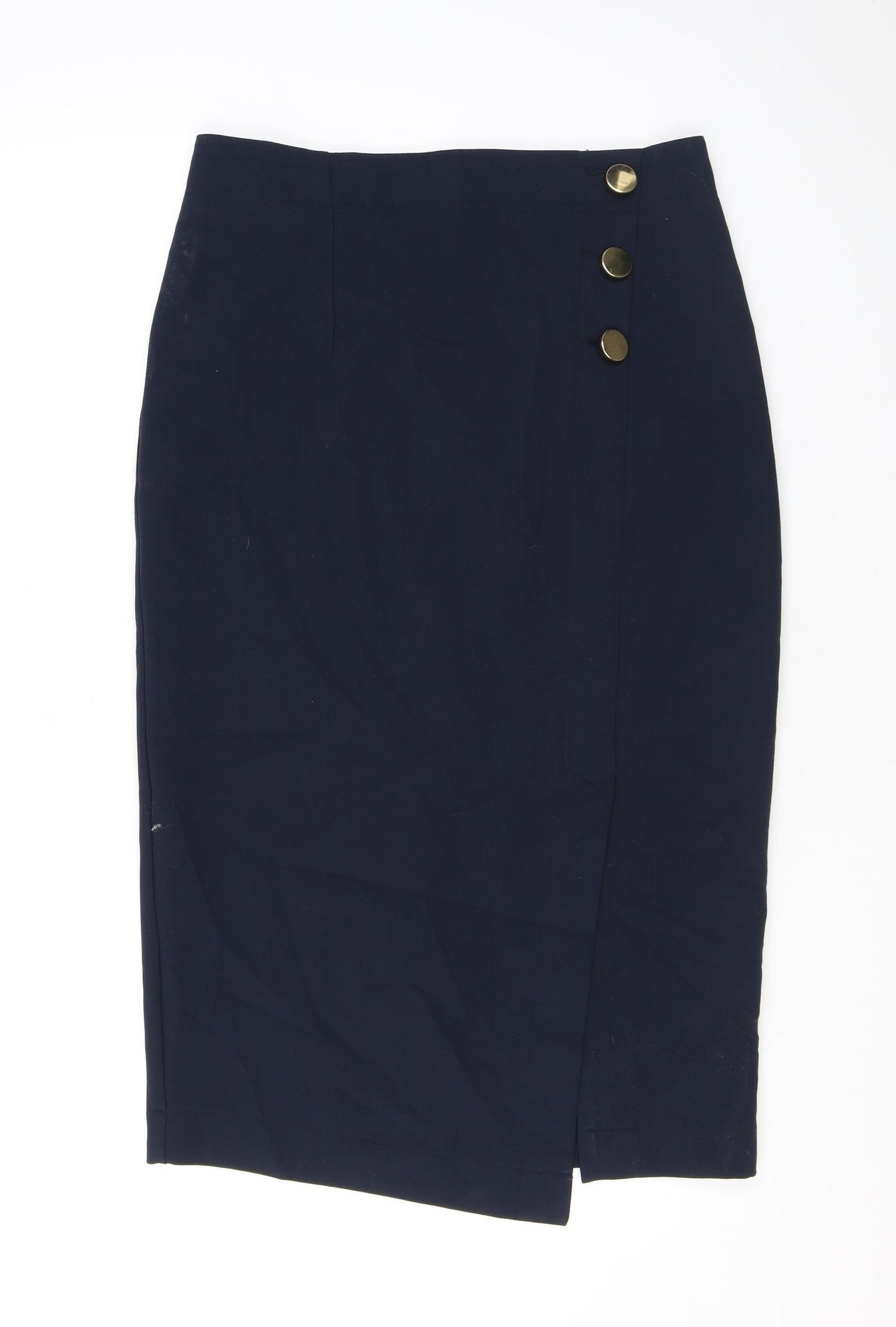 Marks and Spencer Womens Black Polyester Straight & Pencil Skirt Size 12 Zip