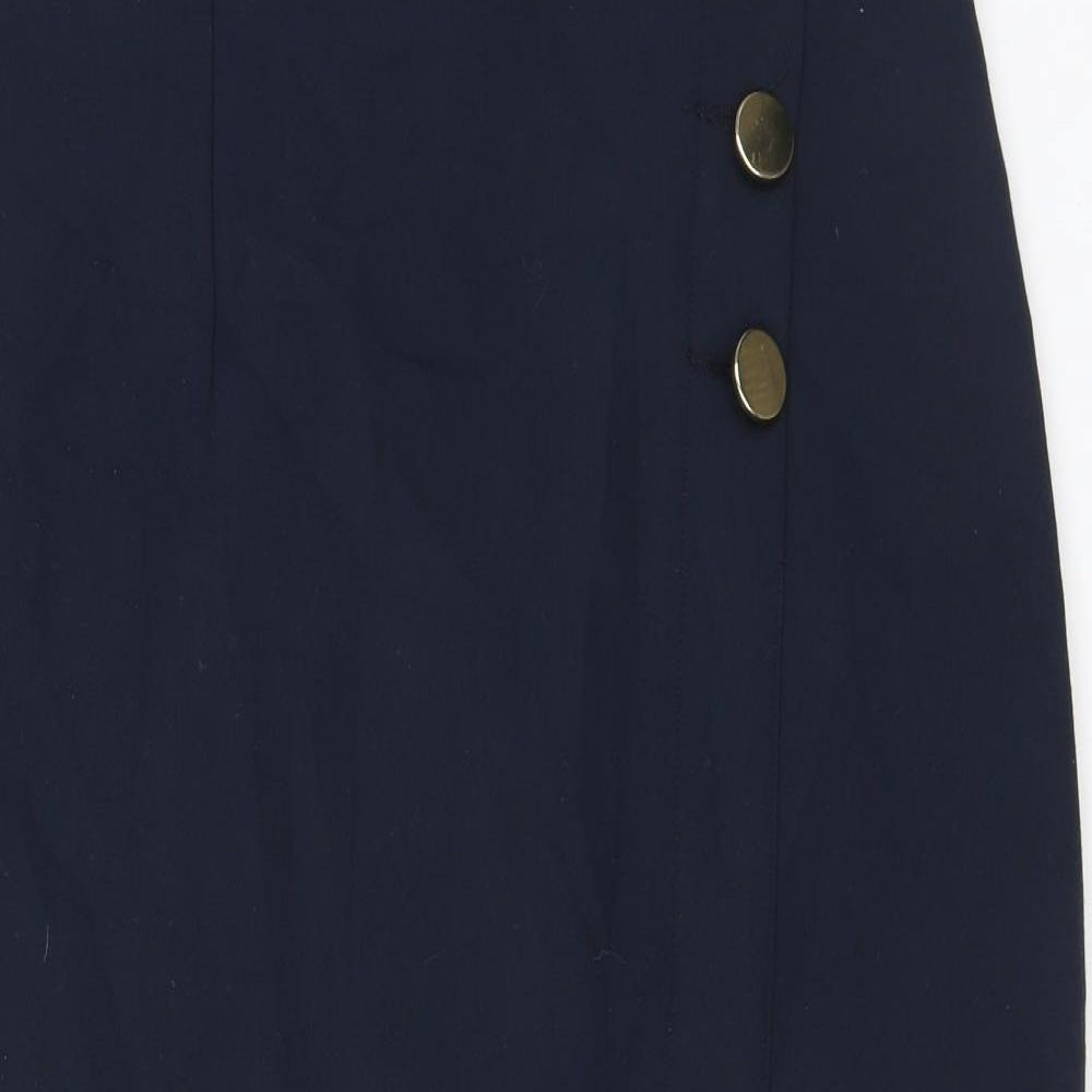 Marks and Spencer Womens Black Polyester Straight & Pencil Skirt Size 12 Zip