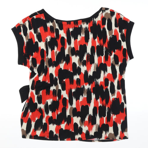 Debenhams Womens Red Geometric Polyester Basic T-Shirt Size 20 Round Neck