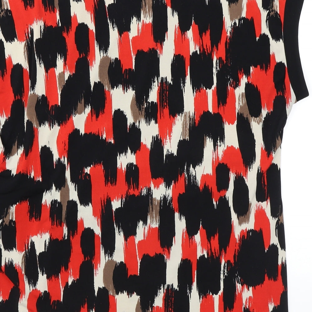 Debenhams Womens Red Geometric Polyester Basic T-Shirt Size 20 Round Neck