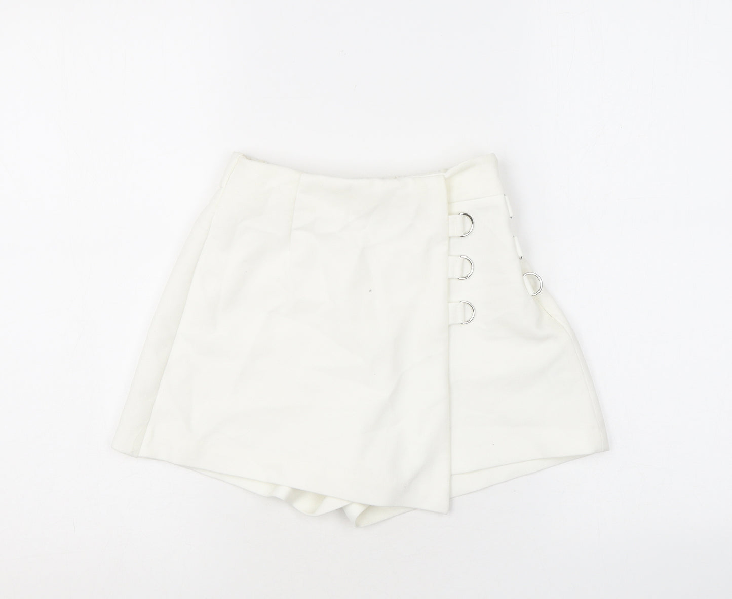 Bershka Womens White Polyester Skort Skirt Size XS Zip