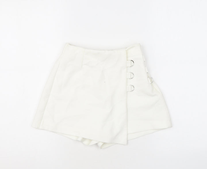 Bershka Womens White Polyester Skort Skirt Size XS Zip