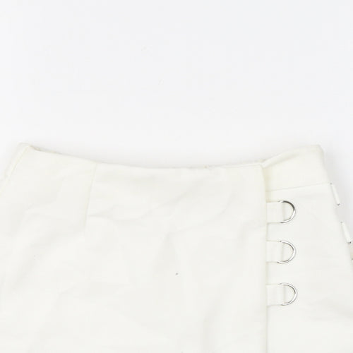 Bershka Womens White Polyester Skort Skirt Size XS Zip