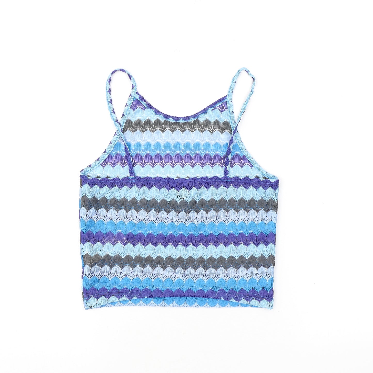 Topshop Womens Blue Striped Polyester Basic Tank Size 8 Halter