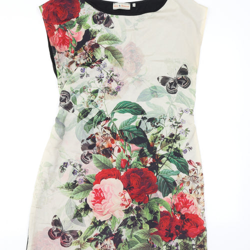 Dorothy Perkins Womens Multicoloured Floral Polyester Tank Dress Size 12 Round Neck Pullover - Butterfly