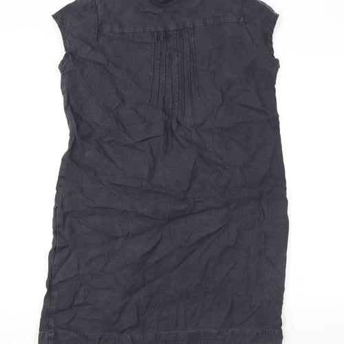 The White Company Womens Grey Linen A-Line Size 12 V-Neck Button