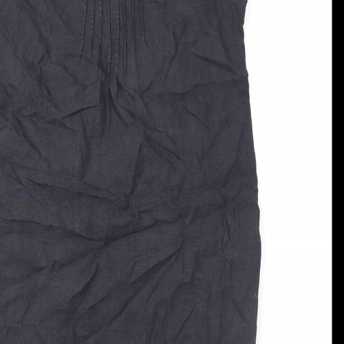 The White Company Womens Grey Linen A-Line Size 12 V-Neck Button