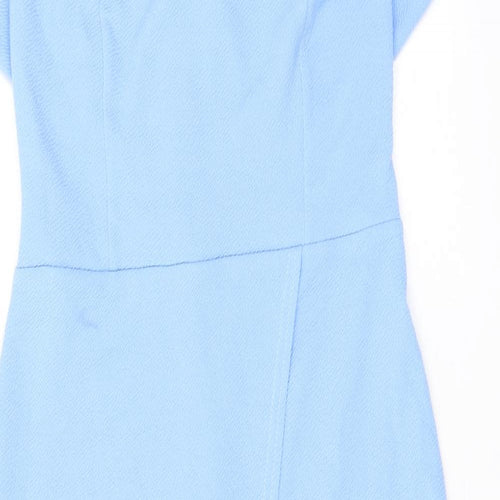 Boohoo Womens Blue Polyester Bodycon Size 12 Off the Shoulder Pullover