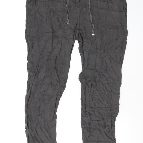 Dorothy Perkins Womens Grey Viscose Trousers Size 14 L27 in Regular Zip - Pockets