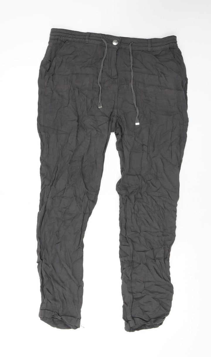 Dorothy Perkins Womens Grey Viscose Trousers Size 14 L27 in Regular Zip - Pockets