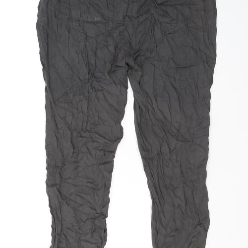 Dorothy Perkins Womens Grey Viscose Trousers Size 14 L27 in Regular Zip - Pockets