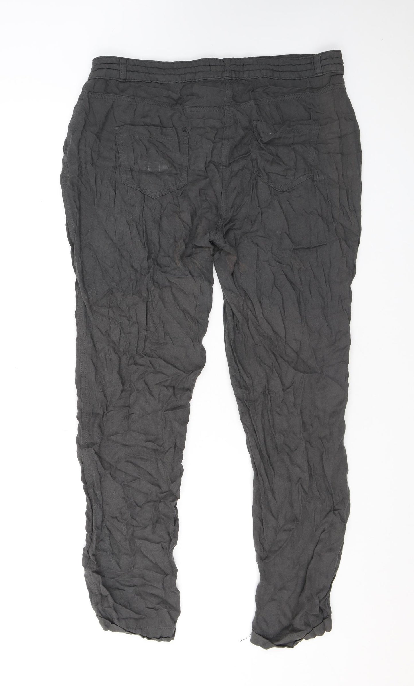 Dorothy Perkins Womens Grey Viscose Trousers Size 14 L27 in Regular Zip - Pockets
