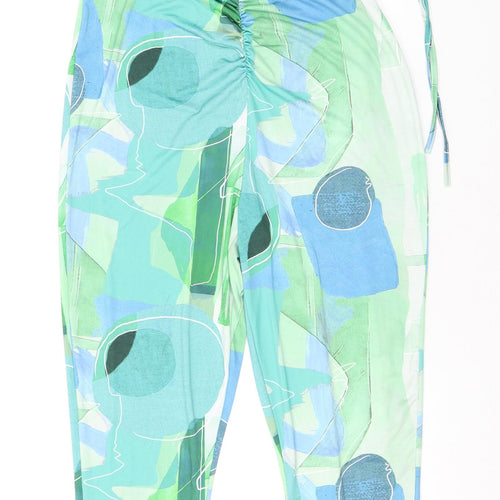 PRETTYLITTLETHING Womens Green Geometric Polyester Jumpsuit One-Piece Size 10 L26 in Pullover - Cut Out Detail