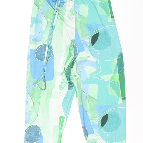 PRETTYLITTLETHING Womens Green Geometric Polyester Jumpsuit One-Piece Size 10 L26 in Pullover - Cut Out Detail