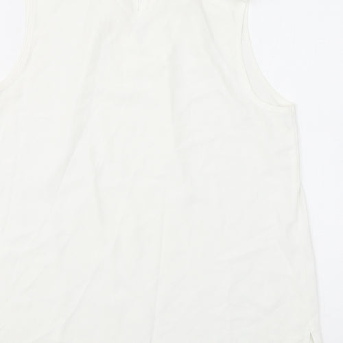 Dorothy Perkins Womens White Polyester Basic Tank Size 14 Mock Neck - Embroidery